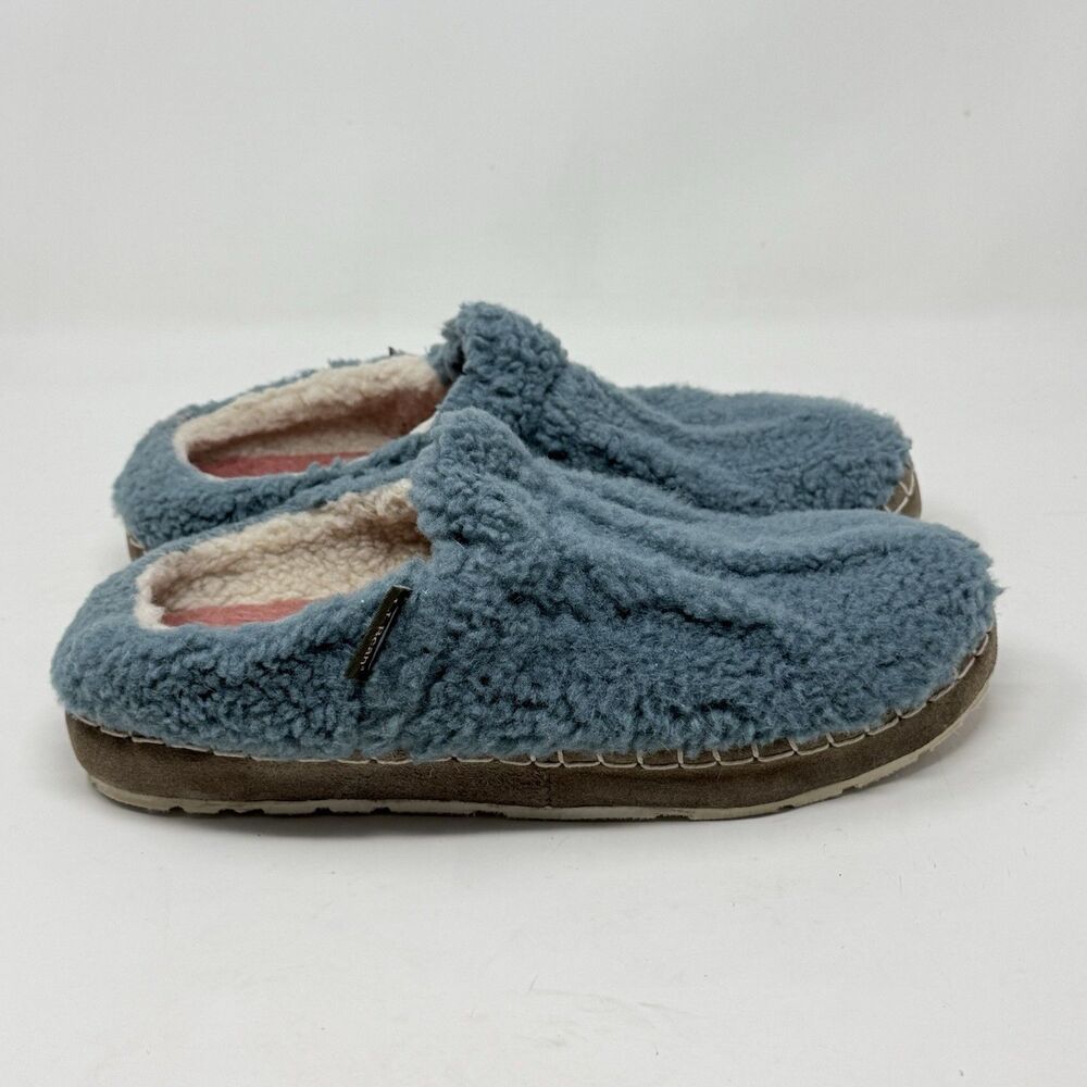 L.L. Bean Cozy Slipper Bootie Womens 9 Blue Sherpa Fleece Warm House Shoes